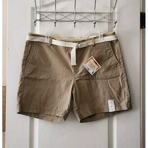 DOCKERS Women's Khaki belted Shorts Pockets Cotton Size 16